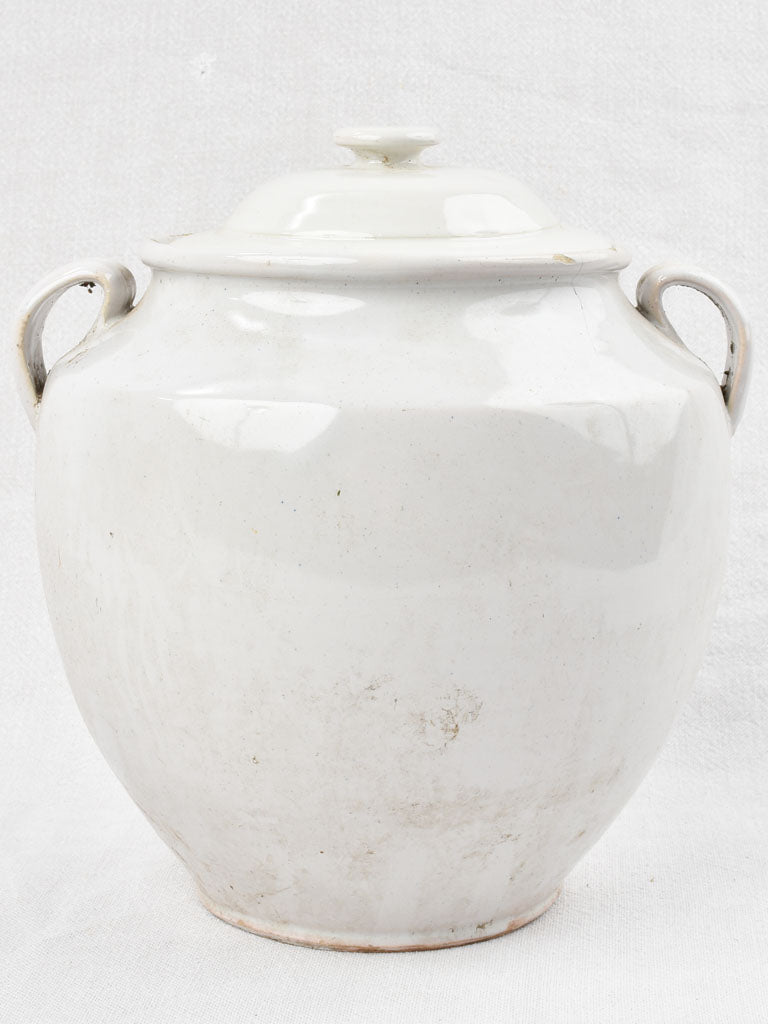 Preserving Pot With Inset Early 20th century French preserving pot and lid with white glaze 11