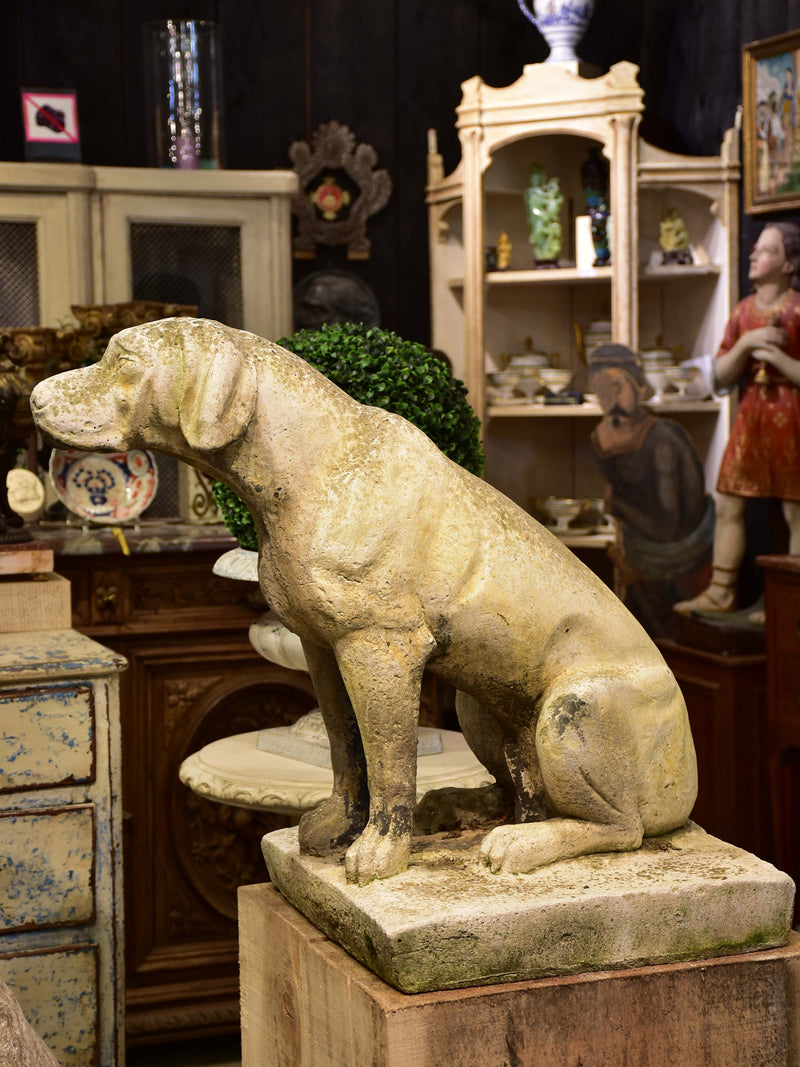 Pair of vintage French garden sculptures - dogs