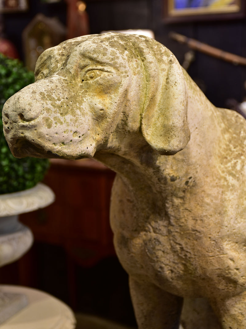 Pair of vintage French garden sculptures - dogs