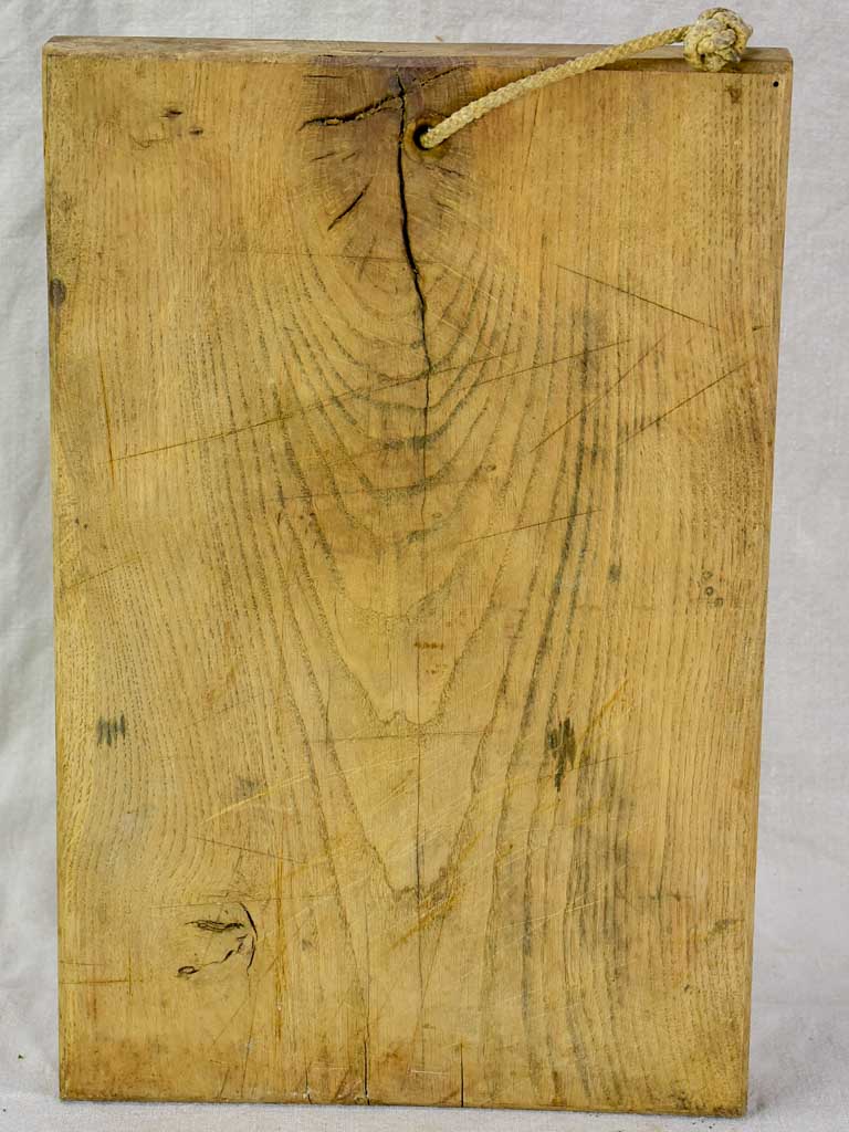 Antique French cutting board with rope handle 13¾" x  17¾"