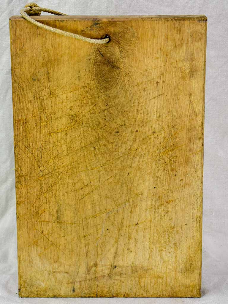 Antique French cutting board with rope handle 13¾" x  17¾"