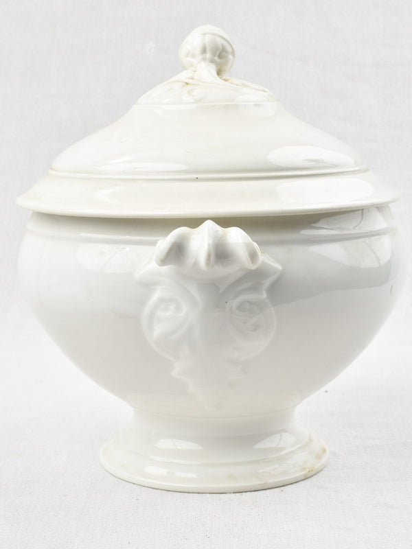Early 20th century French soup tureen with white glaze 11¾"