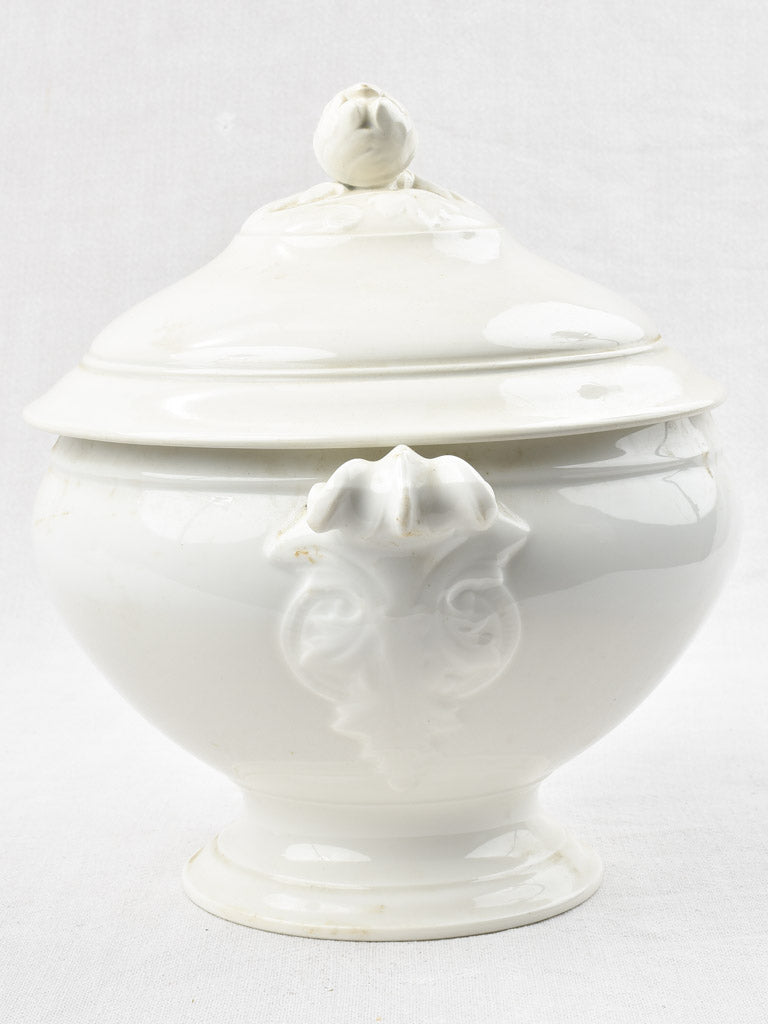 Early 20th century French soup tureen with white glaze 11¾"