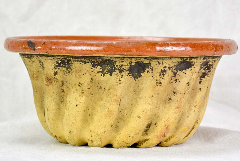19th Century French terracotta Gugelhupf cake mold from Alsace 11¾"