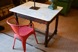 Antique French butcher’s display table with marble top