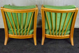 Set of four 1960's Scandinavian armchairs with green velour upholstery