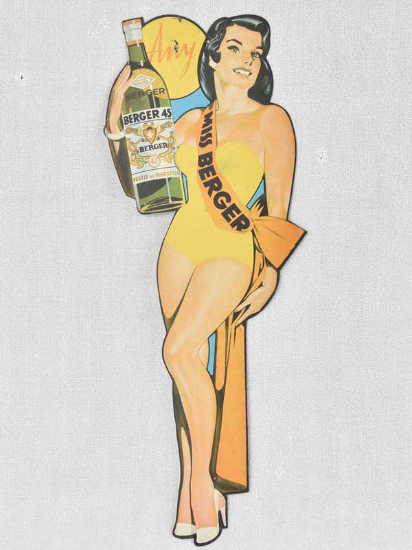 1930's Berger 45 Pastis advertisement featuring the pin-up Miss Berger 18½"