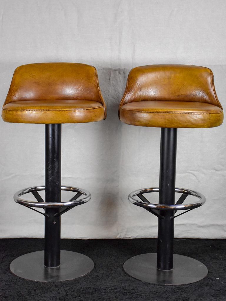 Pair of mid century French leather barstools