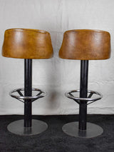 Set of four mid century French leather barstools