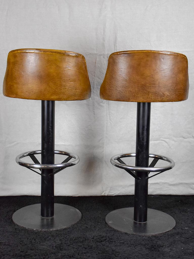 Pair of mid century French leather barstools