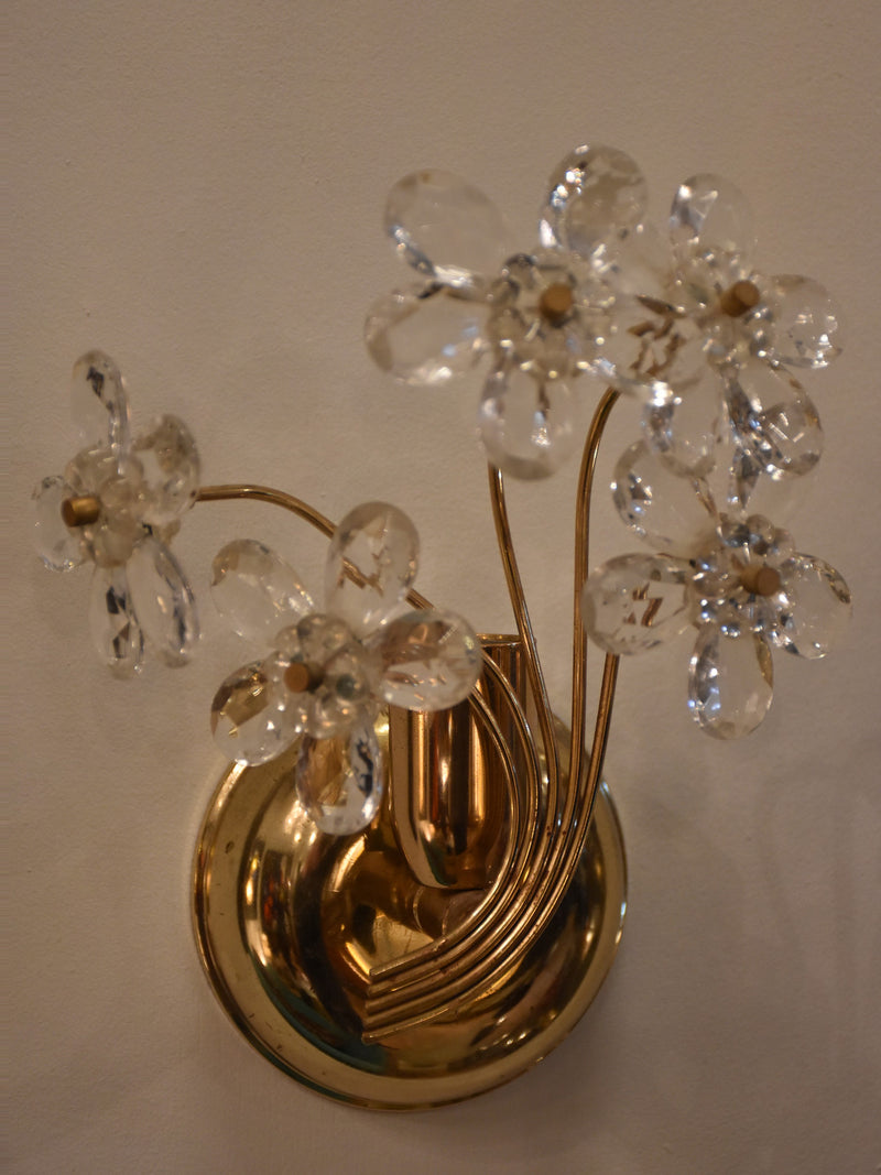 Set of 4 wall appliques – brass with crystal flowers