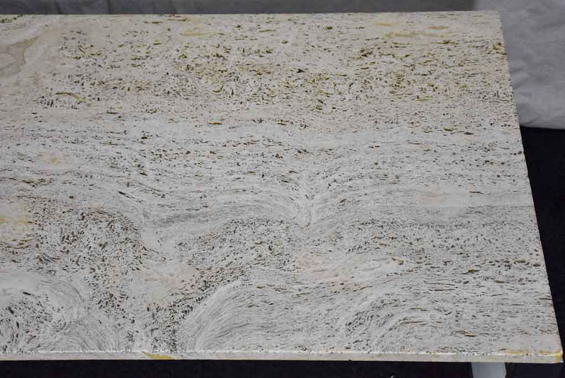 1970's travertine, glass, chrome coffee table - Michel Ducaroy