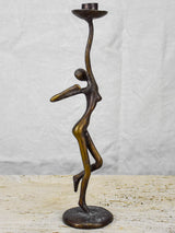 Vintage figurative bronze candlestick of a dancing woman 14¼"