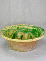 Large late 19th Century tian bowl with yellow and green glaze 19¼"