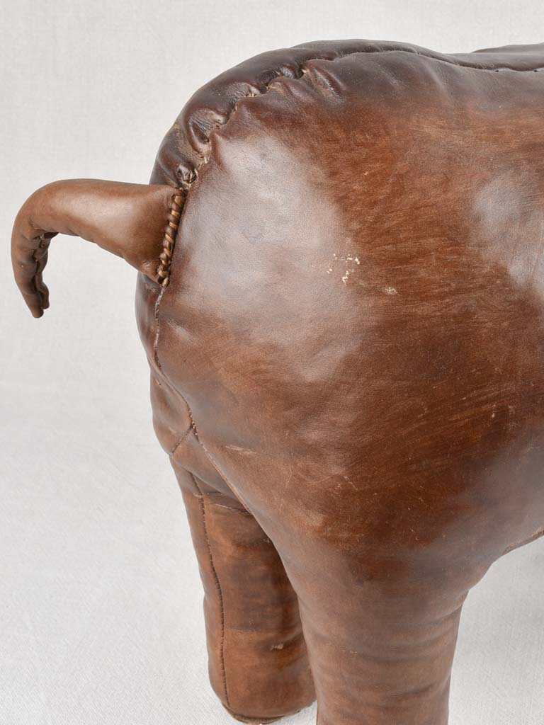 Vintage Leather Elephant footrest 25½"