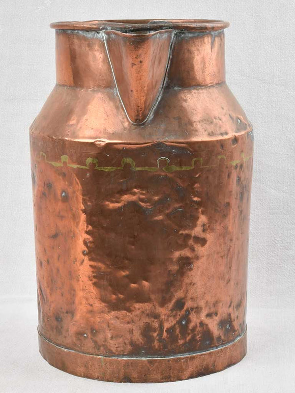 19th century French watering can / copper pitcher 14½"
