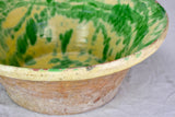 Large late 19th Century tian bowl with yellow and green glaze 19¼"