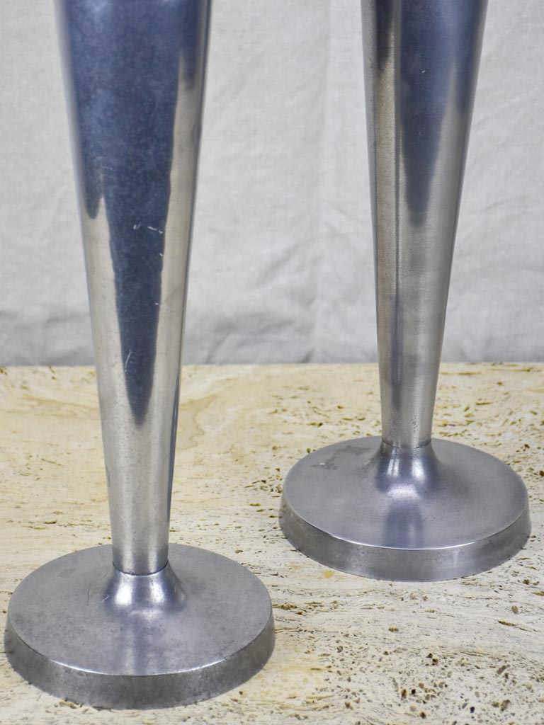 Pair of large vintage candlesticks - aluminium