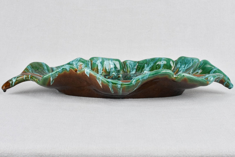 Platter, ceramic, leaf-shaped, large 11" x 20¾"