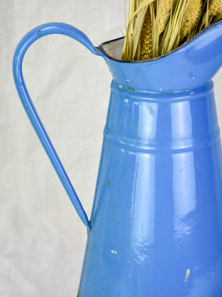 Mid century enamel pitcher - blue