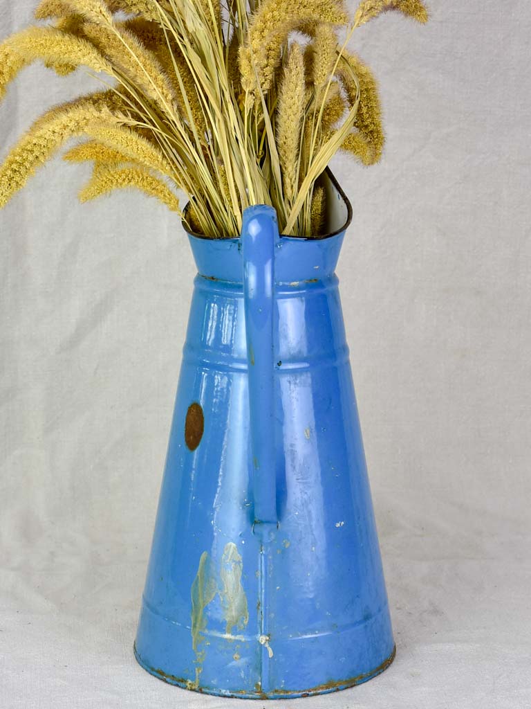 Mid century enamel pitcher - blue