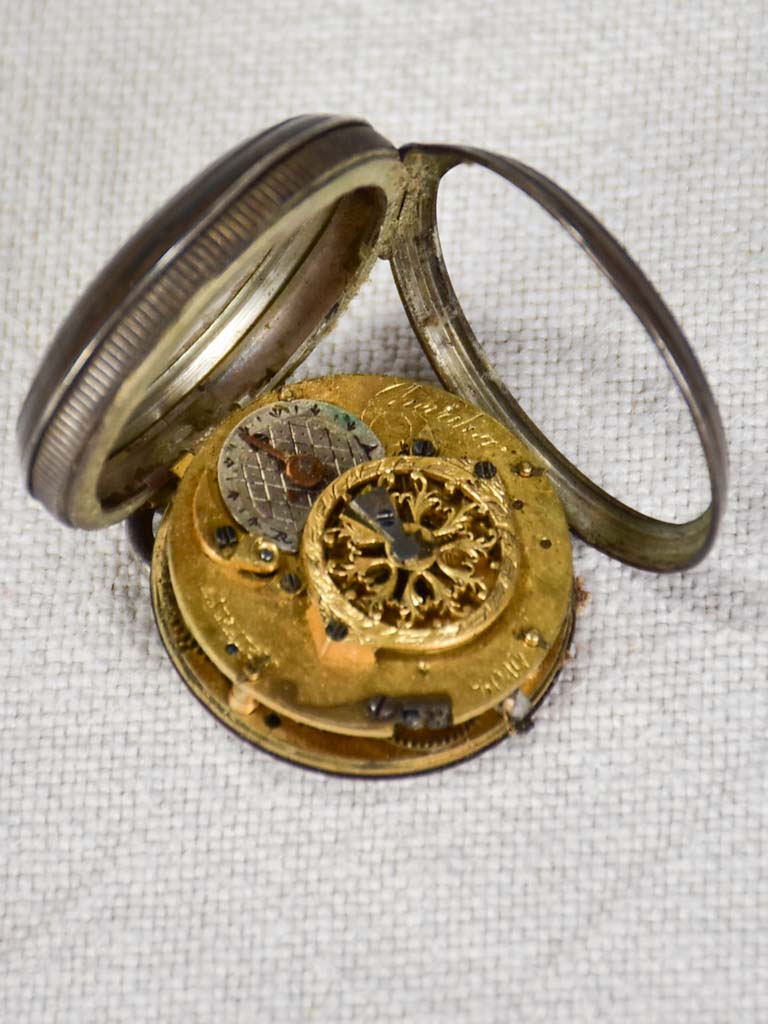 Rustic 18th-century non-closing pocket watch