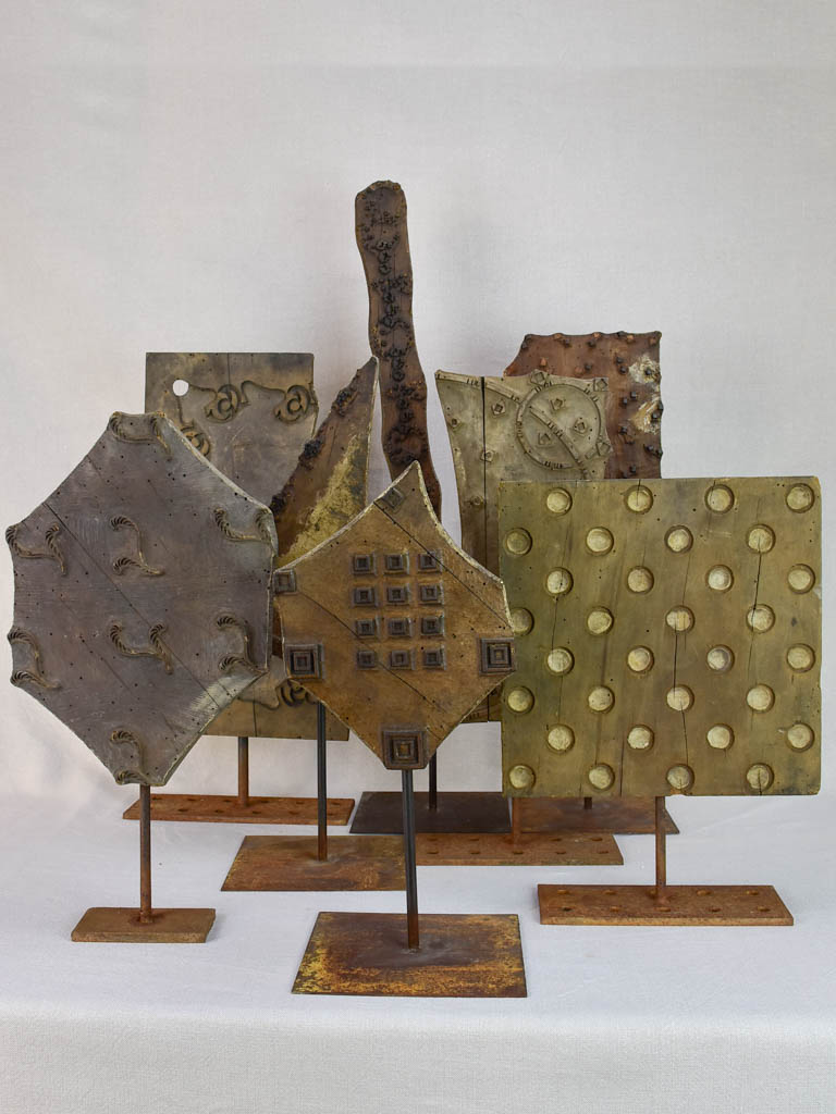 Collection of SEVEN salvaged silk printing patterns
