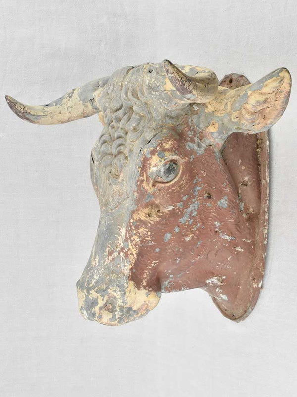 Antique 19th century French cow's head from a butchers shop 21¾"