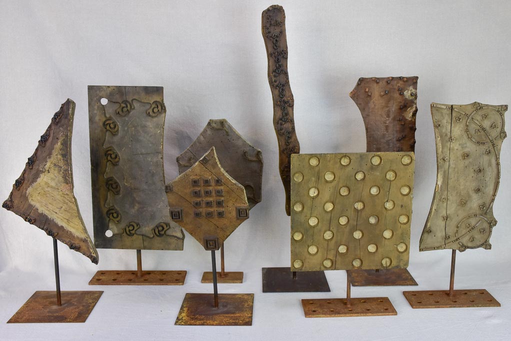Collection of SEVEN salvaged silk printing patterns