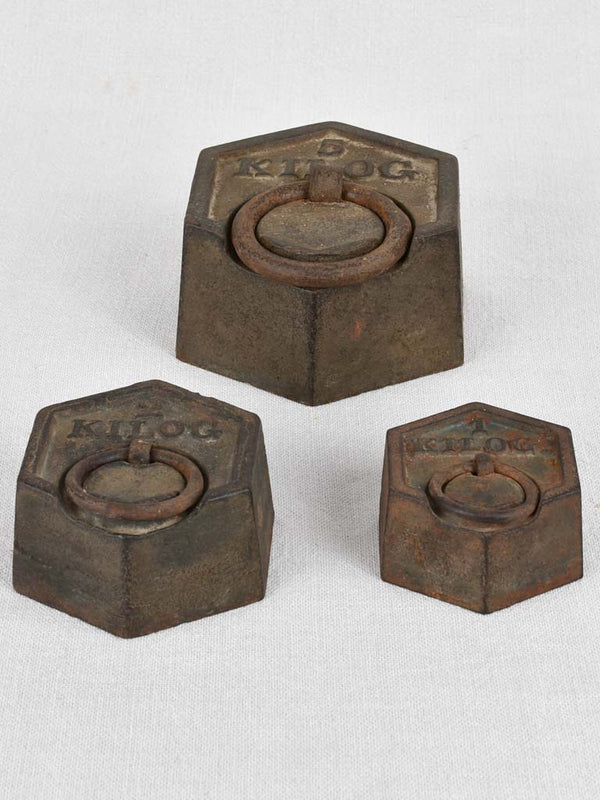 Authentic 1930s rusted iron weights