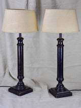 Pair of vintage French table lamps with black stands