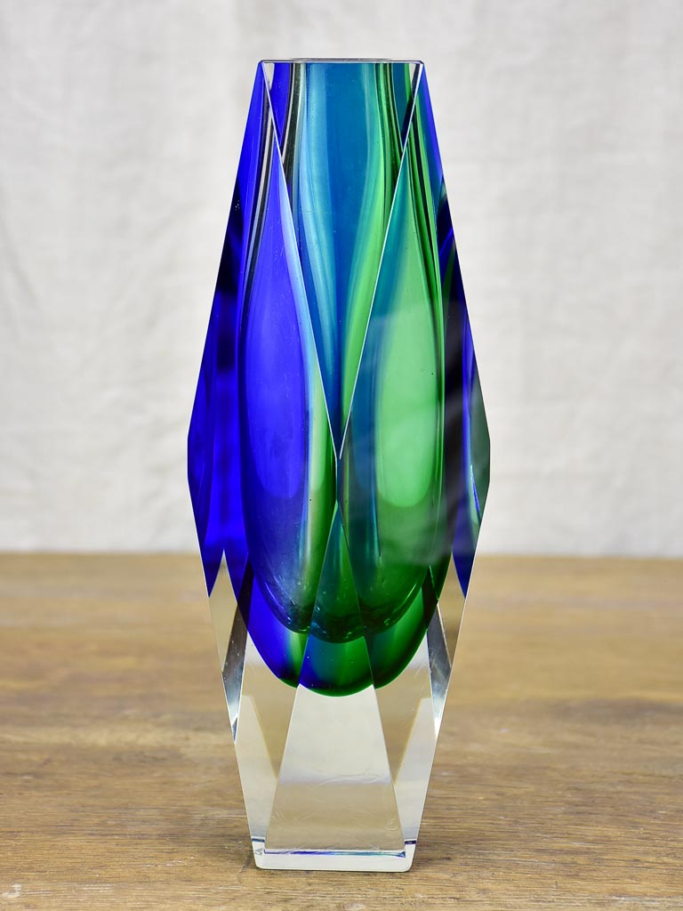Mid-Century Murano glass vase - blue and green