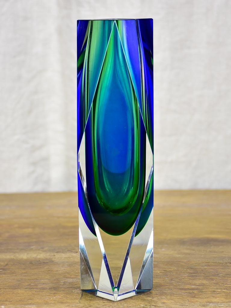 Mid-Century Murano glass vase - blue and green