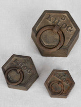 Antique black cast-iron kilogram weights