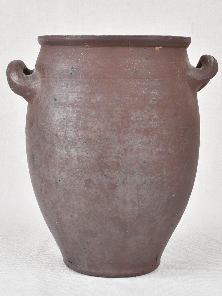 Antique pot from Normandy with 2 handles, dark brown