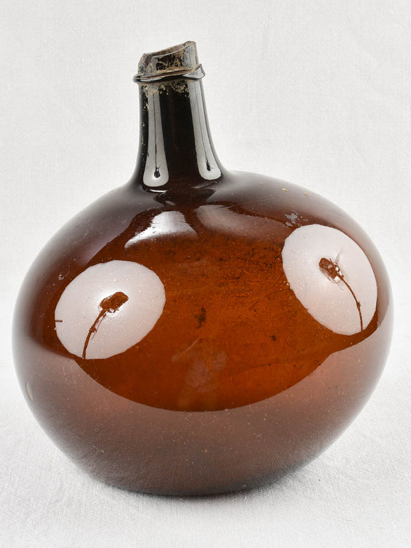 Petit blown glass demijohn - amber 12½"