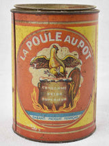 Antique French pot-roast chicken tin container