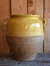 19th century French confit pot with ochre glaze - 13"?