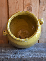 Confit pot, ocher glaze 13", 19th-century