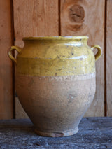 19th century French confit pot with ochre glaze - 10¼"?