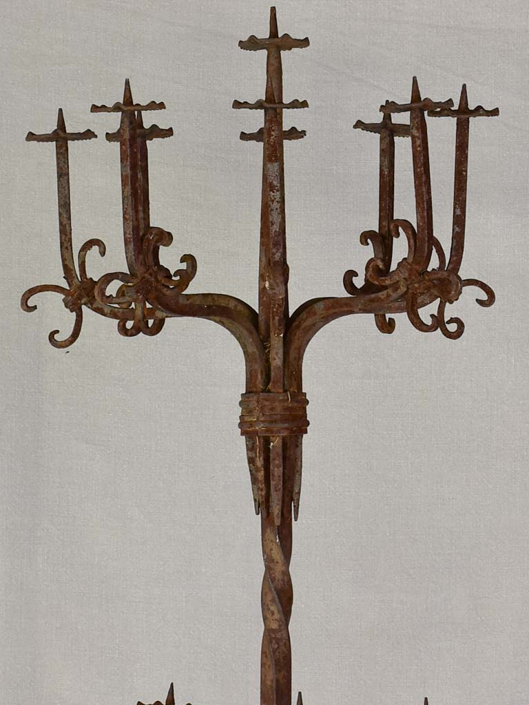 Pair of very large wrought iron floor candelabras - 19th century 73¼"