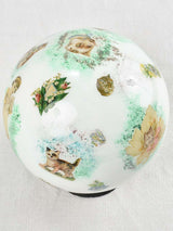 Antique French blown glass wig display decorated with cats 8¼"