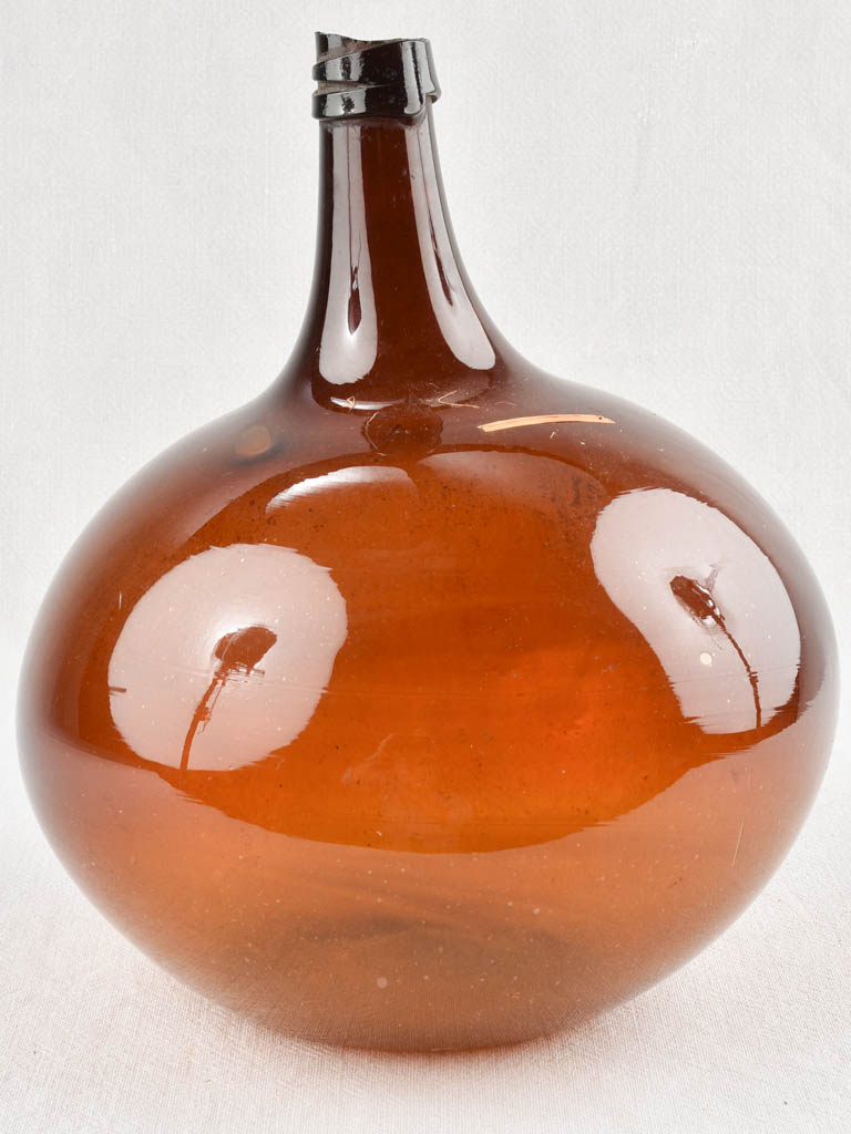 Petit blown glass demijohn amber 13¾" Chez Pluie