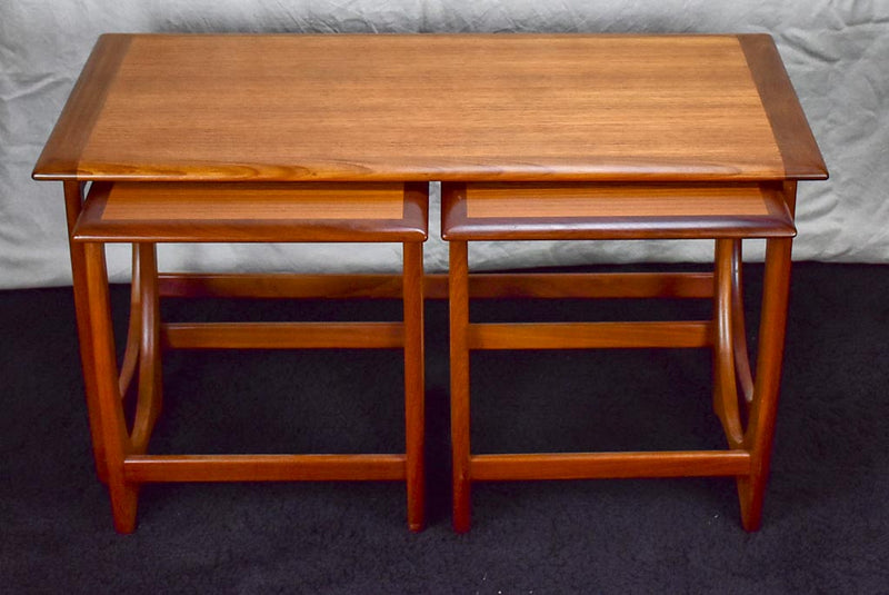 Mid century Scandinavian side table with two nested tables - solid teak