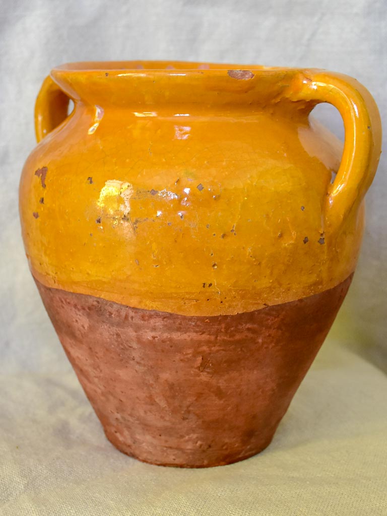 Early 20th Century French confit pot with apricot glaze 8¼"