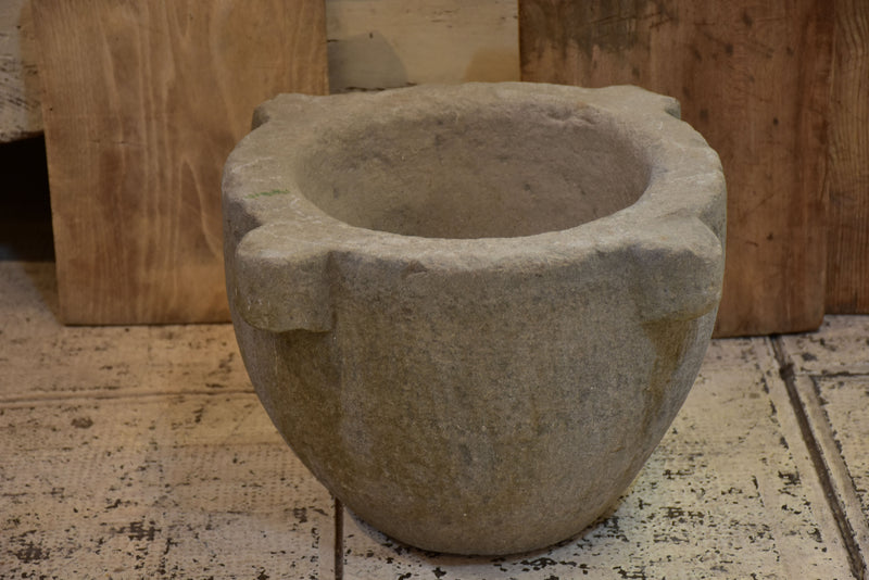 Very large antique French mortar with double headed pestle