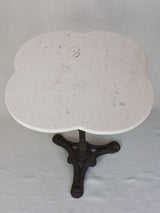 Pretty antique French bistro table with clover shaped stone top - 4 available