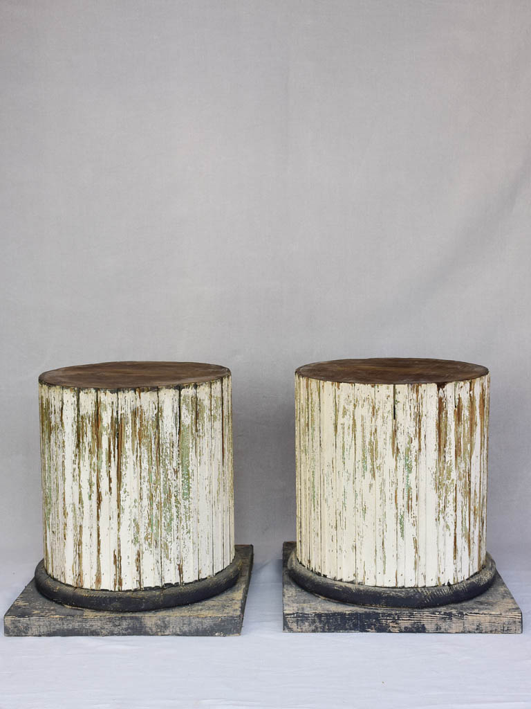 Pair of column-shaped wooden display pedestals 20½"