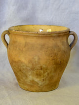 Small antique French confit pot - un-glazed outside 6"