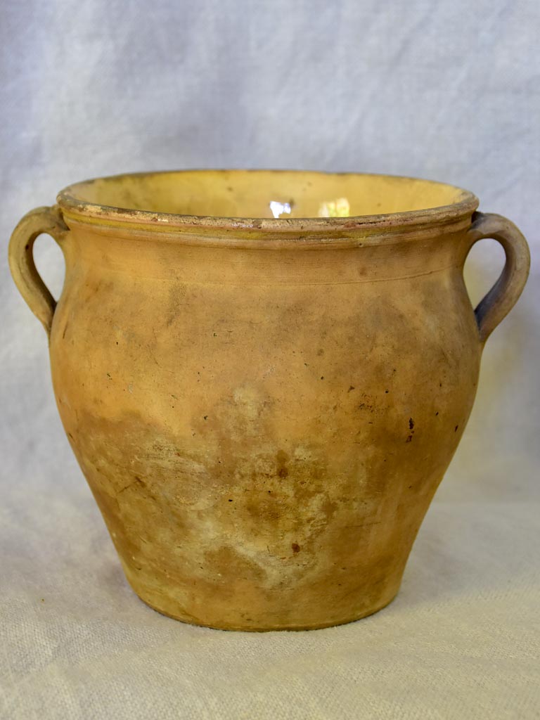Small antique French confit pot - un-glazed outside 6"